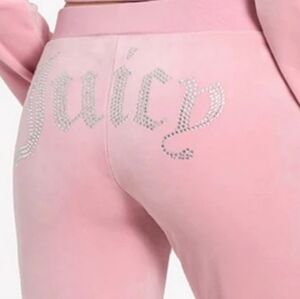 Juicy Couture Velour pants with Rhinestone details on back